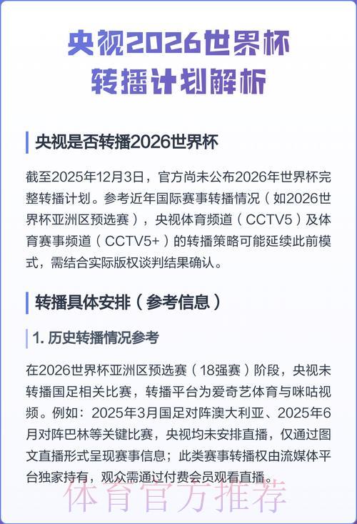 2026年世界杯高清直播平台全攻略
